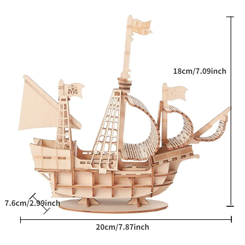 3D Sailboat Wooden Puzzle