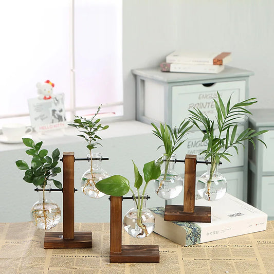 Wooden Frame Hydroponic Vase